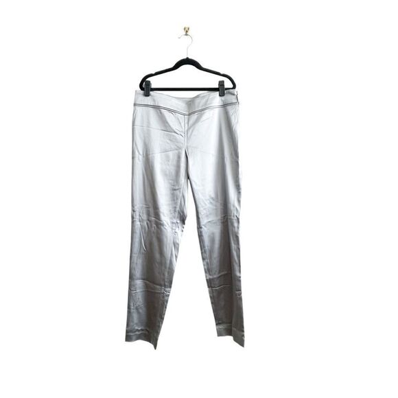 CACHE Shiny Silver Satin Slim Ankle Dress Pants Women's 6 Party Formal NWT - Picture 2 of 10